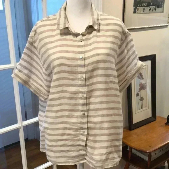 Rachel Zoe linen shortsleeved button down. - Picture 1 of 5
